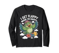 I Get Flappy When I'm Happy Cute Autism Awareness Bird Long Sleeve T-Shirt