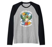 I Get Flappy When I'm Happy Cute Autism Awareness Bird Raglan Baseball Tee