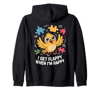 I Get Flappy When I'm Happy Cute Autism Awareness Bird Zip Hoodie