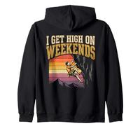 I Get High On Weekends Retro Rock Climbing Zip Hoodie