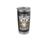I Get My Good Looks from Daddy Australian Shepherd Dog Lover Stainless Steel Insulated Tumbler