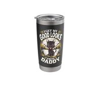 I Get My Good Looks from Daddy Black Cat Kitten Kitten Lover Stainless Steel Insulated Tumbler