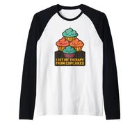 I Get My Therapy from Cupcakes Funny Baking Humor Raglan Baseball Tee