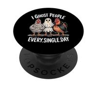 I Ghost People Every Single Day Funny Halloween Chickens PopSockets Adhesive PopGrip
