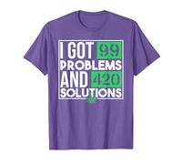 I Got 99 Problems and 420 Solutions Funny Weed Quotes T-Shirt, Men, Purple Heather, X-Large