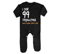 I Got 99 Problems But A Soul Ain’t One Ginger Statement Baby Romper Jumpsuit with feet, 0-3 Months, Black