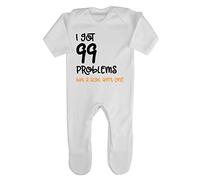 I Got 99 Problems But A Soul Ain’t One Ginger Statement Baby Romper Jumpsuit with feet, 0-3 Months, White