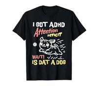 I Got ADHD Attention Deficit Wait is Dat A Dog Value Graphic T-Shirt, Men, Black, L