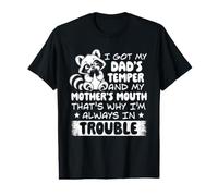 I Got My Dad's Temper Mother's Mouth Raccoon Funny Value Graphic T-Shirt
