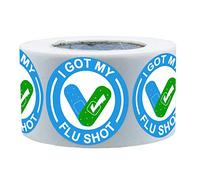 I Got My Flu Shot Stickers Waterproof Vaccine Stickers，1.5 Inch Blue Flu Season Stickers (500 Labels)