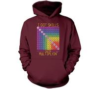 I Got Skills They're Multiplying - Kids Unisex Hoodie - Number Day 2026 School Maths Day Hooded Top Numeracy Day Hoody Mathematics Lover 9-11 Years Maroon
