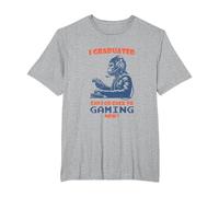 I Graduated Can I Go Back to Gaming Monkey Gamer Graduation T-Shirt, Men's Big and Tall, Heather Grey, 5X Tall