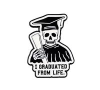 I Graduated From Life Skeleton Graduation Pin Brooch, Dark Humor Enamel Pin, Funny Gift For Sarcastic Sassy Friend Coworker, Goth Graduation Brooches, Life Joke Skeleton Lapel Badge, Dead Inside
