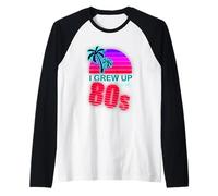I Grew Up in The 80s Retro Sunset Style Raglan Baseball Tee