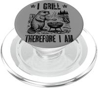 I Grill Therefore Barbecue Funny BBQ Philosophy Pun PopSockets PopGrip for MagSafe