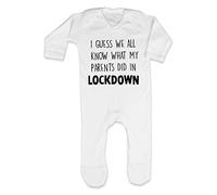 I Guess we Know What My Parents did in Lockdown Statement Baby Romper Jumpsuit with feet, 3-6 Months, White