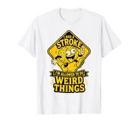 I Had A Stroke I'm Allowed to Do Weird Things Funny Recovery Value Graphic T-Shirt, Men, White, S