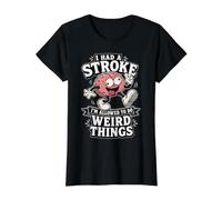 I Had A Stroke I'm Allowed to Do Weird Things Funny Recovery Value Graphic T-Shirt, Women, Black, XL
