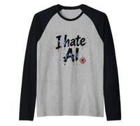 I Hate Ai Raglan Baseball Tee
