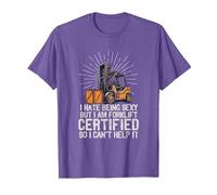 I Hate Being Sexy But I Am Certified Forklift Operator Funny T-Shirt, Men, Purple Heather, 3X-Large