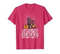 I Hate Being Sexy But I Am Certified Forklift Operator Funny T-Shirt, Men, Red Heather, 3X-Large