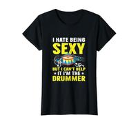 I Hate Being Sexy But I Cant Help It I'm The Drummer Drums Value Graphic T-Shirt, Women, Black, M