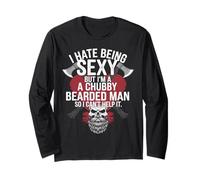 I Hate Being Sexy Humorous Axe Graphic Tee for Bearded Men Long Sleeve T-Shirt