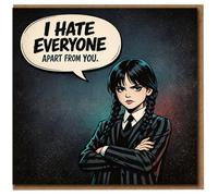 I Hate Everyone Apart From You Funny Gothic Love Card - Sarcastic Valentine’s Day or Anniversary Dark Humour Greeting Card for Partner or Friend