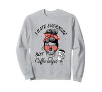 I Hate Everyone But Coffee Helps Halloween Costume Messy Bun Sweatshirt