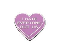 "I Hate Everyone But Us" Pin - Funny Heart-Shaped Pin for BFF Best Friend Friendship Couple Lover Brooch, Metal, metal