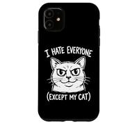"I Hate Everyone Except My Cat" Funny Angry Cat Face Humor Case for iPhone 11