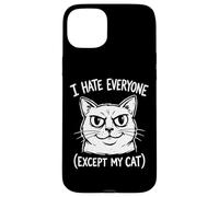 "I Hate Everyone Except My Cat" Funny Angry Cat Face Humor Case for iPhone 15 Plus
