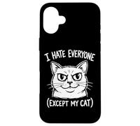"I Hate Everyone Except My Cat" Funny Angry Cat Face Humor Case for iPhone 16 Plus