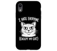 "I Hate Everyone Except My Cat" Funny Angry Cat Face Humor Case for iPhone XR