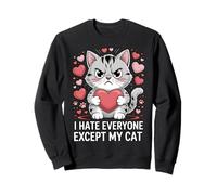 I Hate Everyone Except My Cat Funny Valentine's Day Sweatshirt