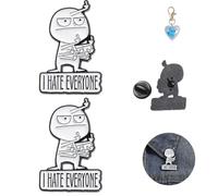 I Hate Everyone Funny Brooch, Funny Middle Finger Pin Brooch Interactive Mood Expressing Enamel Pin Brooch Funny Pins Gag Gift for Women, Metal, no gemstone