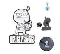 I Hate Everyone Funny Brooch, Funny Middle Finger Pin Brooch Interactive Mood Expressing Enamel Pin Brooch Funny Pins Gag Gift for Women, Metal, no gemstone