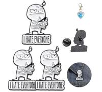 I Hate Everyone Funny Brooch, Funny Middle Finger Pin Brooch Interactive Mood Expressing Enamel Pin Brooch Funny Pins Gag Gift for Women, Metal, no gemstone