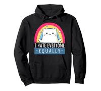 I hate everyone the same Rainbow Cat Pullover Hoodie