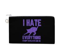 I Hate Everything Except Cats Coin Purse Fashion Canvas Pouch Portable Wallet Makeup Bag for Men Women