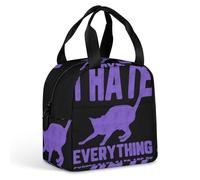 I Hate Everything Except Cats Insulated Lunch Bag Food Storage Bags with Handle for Work Travel Picnic