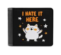 I Hate It Here Cat Classic Mens Wallets Women Slim Bifold Wallet
