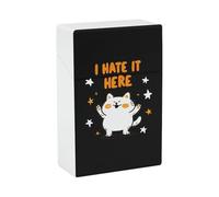 I Hate It Here Cat Fashion Cigarette Case Holder Flip Top Closure Card Pill Box 3.8×2.4×1.1 Inches