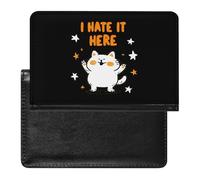 I Hate It Here Cat Trendy Passport Holder Credit Card Cover Travel Essentials Wallet