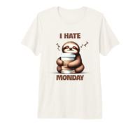 I Hate Monday Funny Lazy Sloth Drinking Coffee Premium T-Shirt
