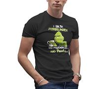 I Hate Morning People and Mornings and People Grinch and Coffee Lover Men's Black T-Shirt Size XL