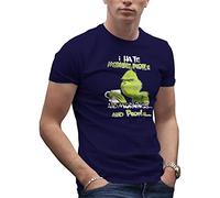 I Hate Morning People and Mornings and People Grinch and Coffee Lover Men's Navy Blue T-Shirt Size S
