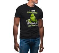 I Hate Morning People and Mornings and People Grinch Men's Black T-Shirt Size L