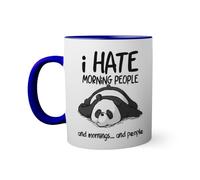 I Hate Morning People and Mornings Funny Lazy Panda Blue Coloured Inside with Matching Handle Mug 330ml