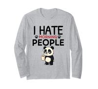 I Hate Morning People Funny Panda Coffee Sarcastic Men Women Long Sleeve T-Shirt
